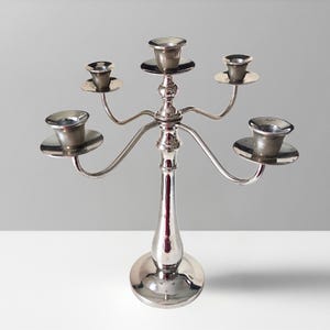 Tall Silver-Plated 5-Arm Candelabra – Vintage 5-Light Candlestick Holder – Elegant Lighting Decor, 1970s Classic