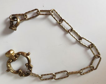 Vintage 14 link brass chain, gold plated brass chandelier pendant chain section in good condition