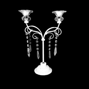 Metal Candle Holder with Crystal Drops — Elegant Wedding Decor Idea & French Cottage Table Centerpiece