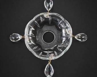 Glass Bobeche 100mm Chandelier Plate Diamond Drops 10mm Hole