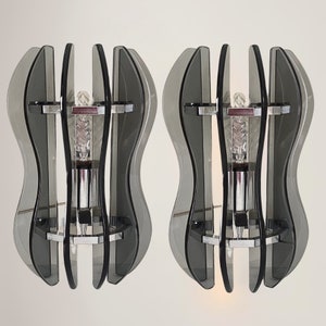 Murano Glass Wall Sconce by Veca — Gray Italian Midcentury Modern Art Deco Lamp
