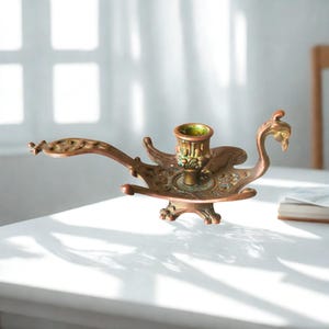 Bronze Peacock Candle Holder – Decorative Bird Candlestick, Vintage Art Nouveau Decor