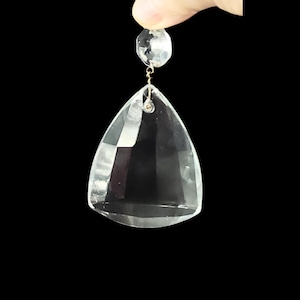 Vintage Crystal Triangle Pendant: Chandelier Prism Part (60x75mm)