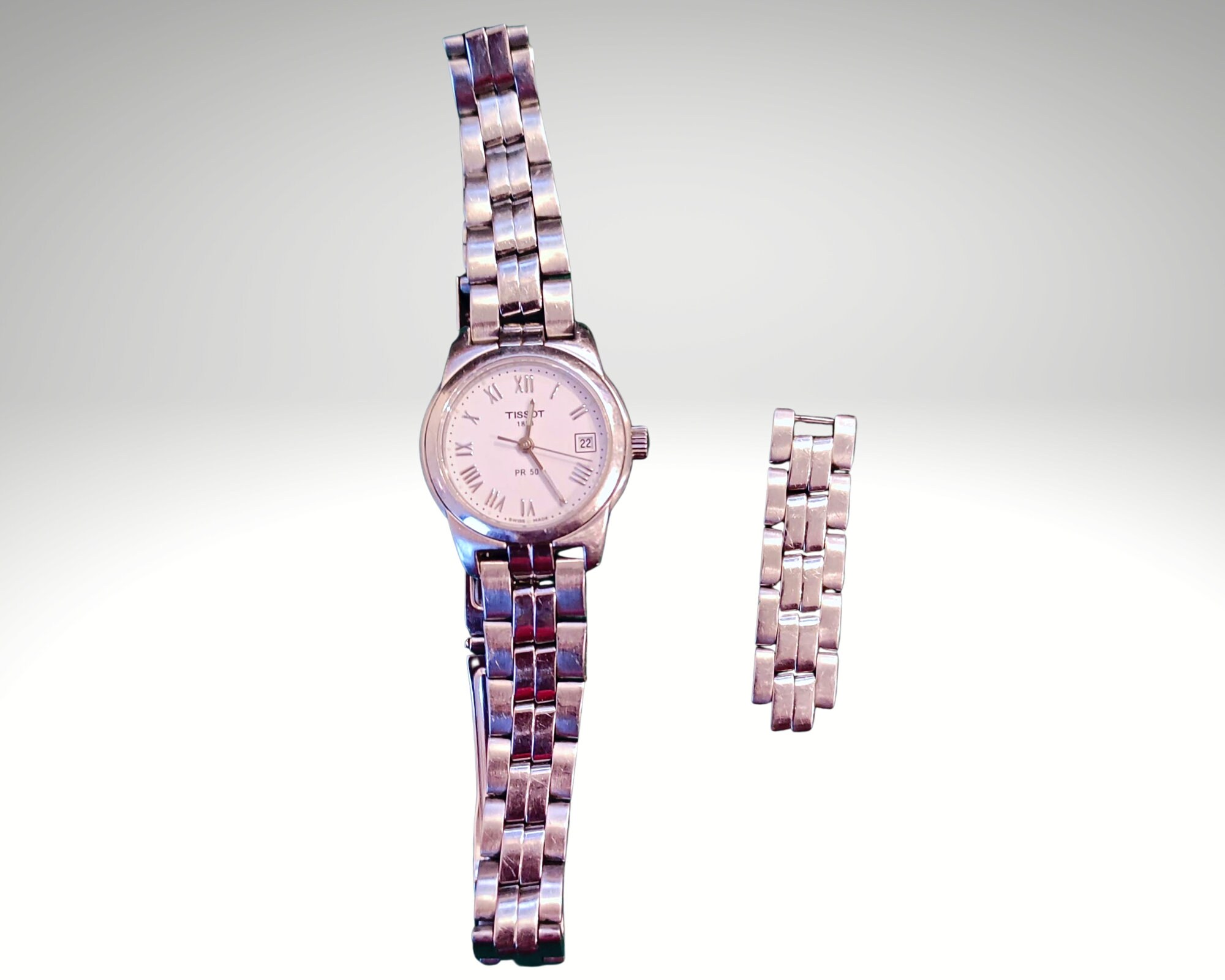 Reloj Tissot pr50 de cuarzo con esfera romana blanca y cromada