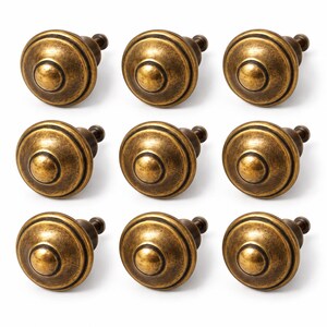 Tiradores para armarios, estilo vintage, juego de 9, redondos, de latón.