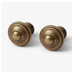 Mid Century Messing Schubladenknäufe 2er Set | Retro-Schrankgriffe | Runde Messing Knöpfe