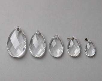 Lustre Drops Pendentif de rechange en forme de larme en verre transparent avec boucle en forme de larme