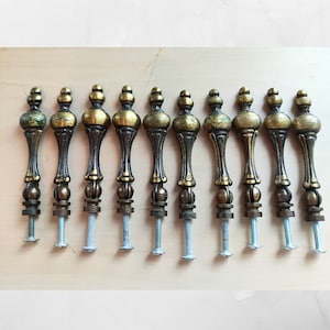 French Brass Furniture Handles – Ornate Floral Pattern – Cabinet & Drawer Pulls – 1950s Restoration Hardware