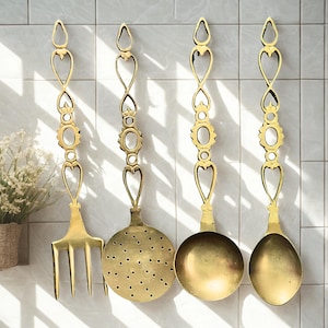 French Vintage Brass Kitchen Utensil Set - Made in France