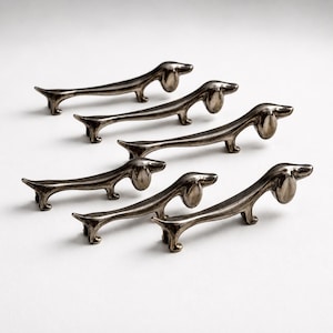 Dackel Hund Messerauflagen 6er Set | Versilberte Messerauflage | Vintage Tischdekoration