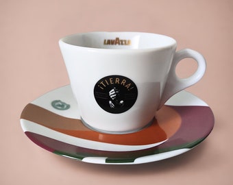 Lavazza Tierra collectie espressokop en schotel, speciale Earth serviescollectie 2oz espressokop met schotel