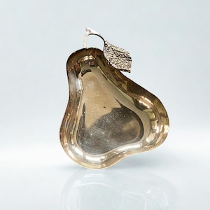 Mid-Century Silver Plated Pear Bowl: Italian Vintage Fruit Plate