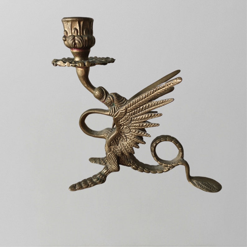 Bronze Winged Dragon Antique Brass Dragon Candle Holder Etsy