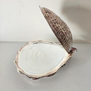 Shell Shape Butter Dish with Lid, Beautiful Milk Glass Insert, For Caviar, Soap Dish, Jewelry Box, Organizer