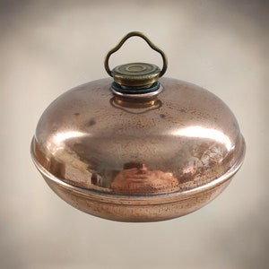 Antique French Copper Hot Water Bottle – Solid Copper, Fireplace & Winter Decor
