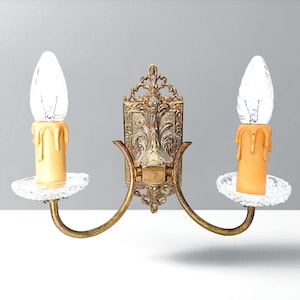 Retro Lighting Set - Vintage Brass Wall Lamps, French Double Arm Candle Sconces from the 1960s