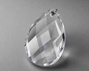 Teardrop Chandelier Drop Small 4 cm Clear Glass Faceted Pendant Wire Loop