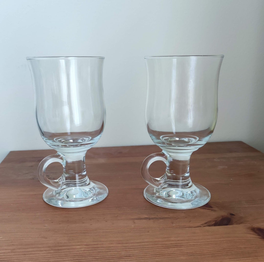 Set of 2 Clear Irish Pedestal Coffee Mugs Glasses for Irish Etsy