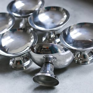 Vintage French Stainless Steel Dessert Bowls: 1970s Retro Coupe Set