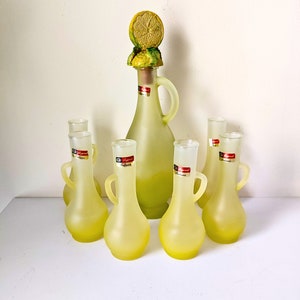 Limoncello Glass Set 6pcs with 500ml Carafe, Lemon Lid, Italian Barware Gift