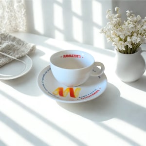 Demitasse Espresso Cup – Made in Italy – Vintage Ceramic with Saucer – Italian Coffee Collectible Ramazzotti