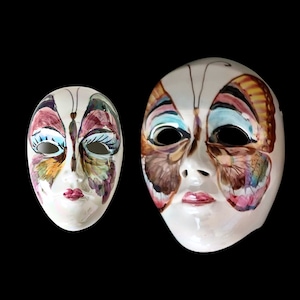 decorative Venetian mask, handmade ceramic mask in authentic Venetian style, Italian vintage wall hanging Venetian mask, porcelain mask
