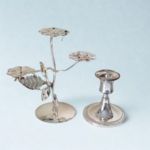 Set of 2 art nouveau vintage silver-plate West Germany vintage silver candlesticks elegant decor