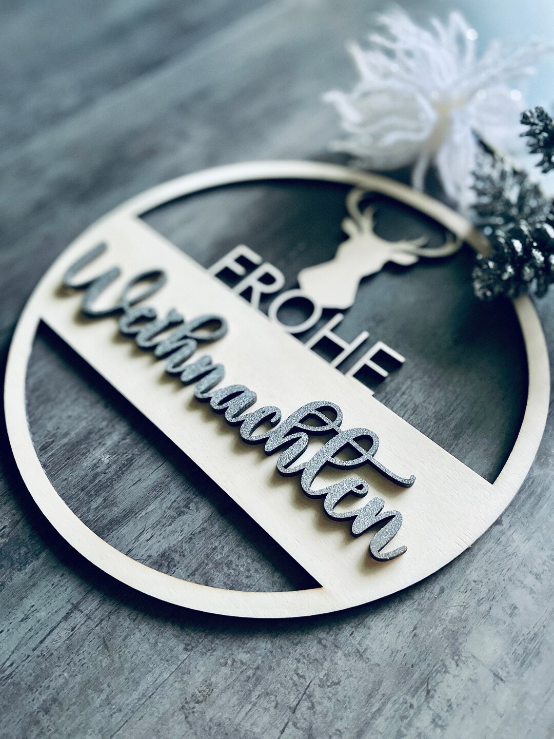Türschild Frohe Weihnachten Deko 3D Effekt Türkranz Holzschild - Etsy.de