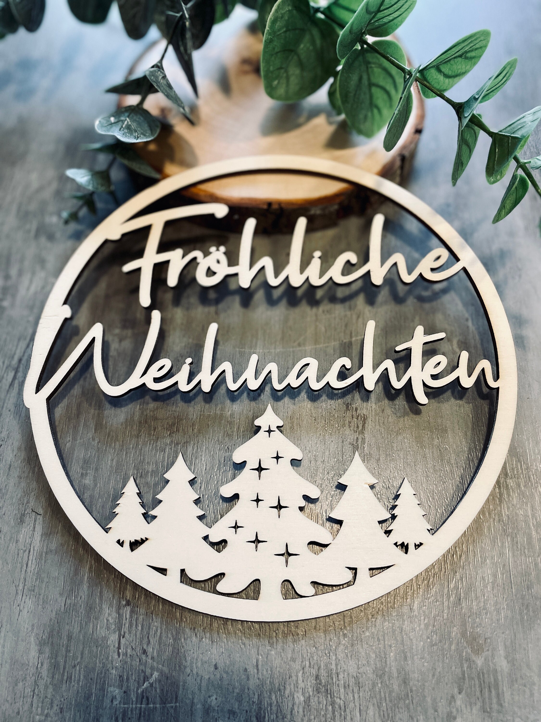 Interluxe Holzschild - Winterzeit Familie - Schild als Weihnachsdeko