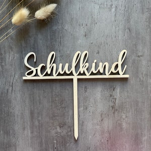 Cake Topper Schulkind Holz Tortenstecker Tortenfigur Einschulung