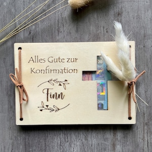 Personalisierte Holzkarten Geldgeschenk Konfirmation Taufe Geschenkidee Grußkarte