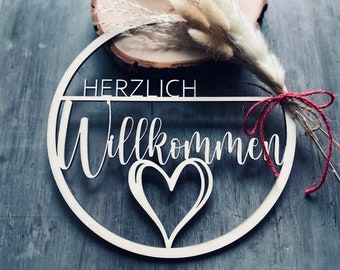 Türkranz Herzlich Willkommen Türschild Holzschild Geschenk Deko Holz Wanddeko