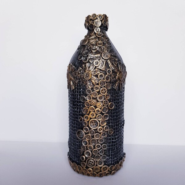 Handmade steampunk bottle. Rustic gift made in Ireland