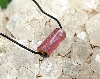 Pink Tourmaline Necklace/ Tourmaline Pendant, Protection Necklace For Women & Men, Chunky Gemstone Necklace, Good Luck Charm Crystal Gift