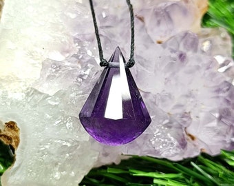 Amethyst Pendant Necklace, Purple Amethyst Necklace, Natural Amethyst Crystal Necklace, Healing Crystal Pendant Necklaces For Him Her