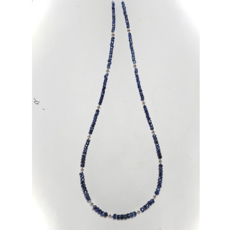 Excellent Quality KYANITE beads with silver beads strings,excellent hand made cut semi precious stone.77 carat,20 inches,free shipping