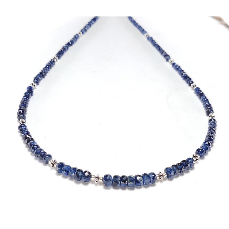 Excellent Quality KYANITE beads with silver beads strings,excellent hand made cut semi precious stone.77 carat,20 inches,free shipping