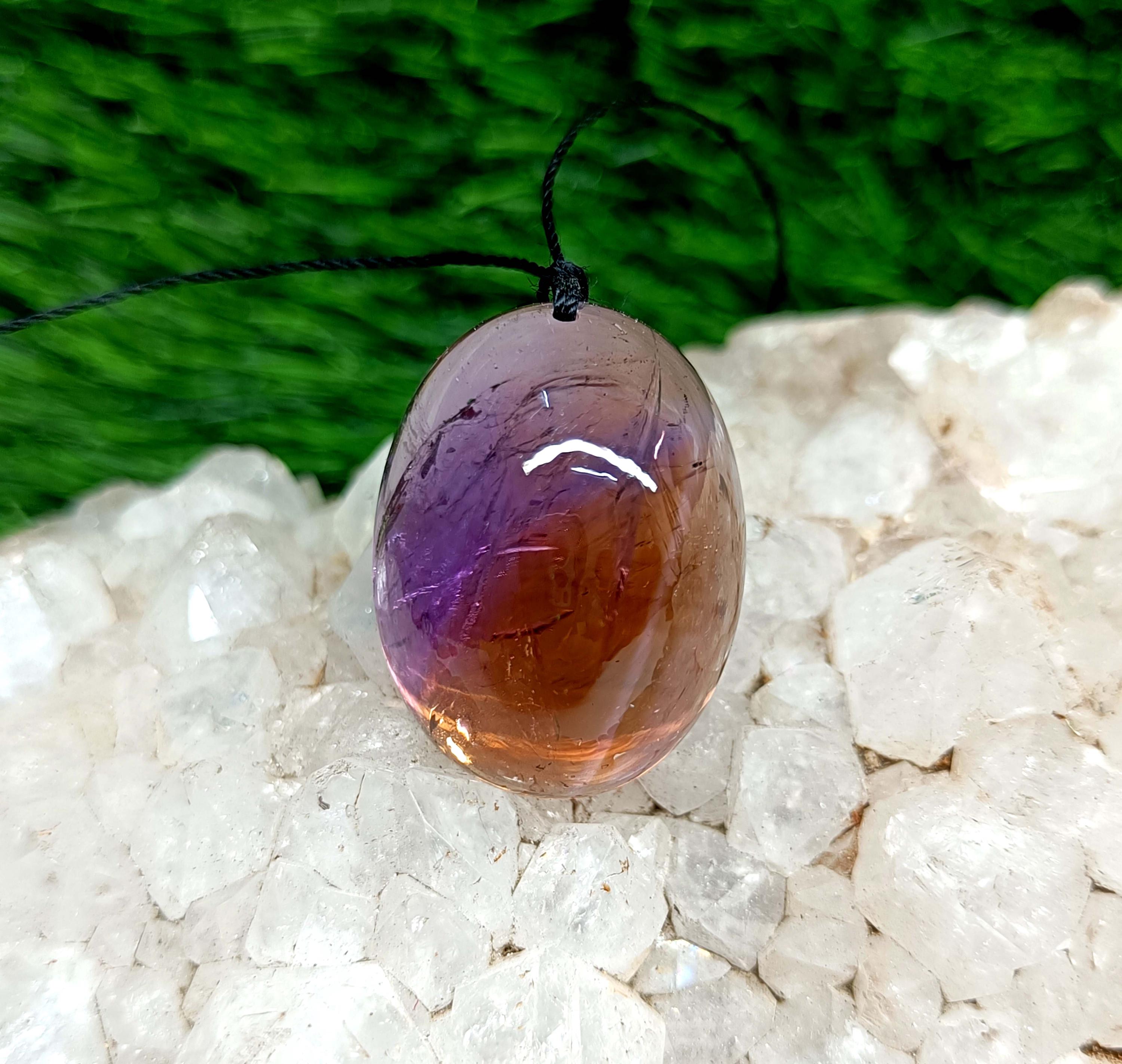 Natural Ametrine Crystal Necklace on Silk Cord, Birthstone Necklace, Crystal Necklace, Dainty Crystal Necklace, Adjustable Length
