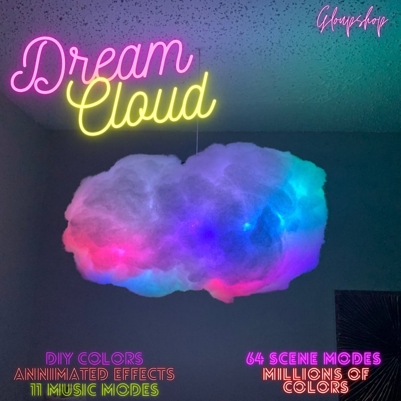 Glo Cloud Dream Color RGBIC Rainbow Effect D Enhanced Music Mode RGBIC Rainbow Effects DIY Colored Lighting image 1