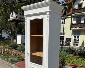 antike Vitrine, Bücherschrank, Küchenschrank, Anrichte, Holzvitrine