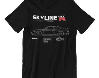 Skylines, R 32,  jdm shirt, zilla, usa, Japan, car t shirt