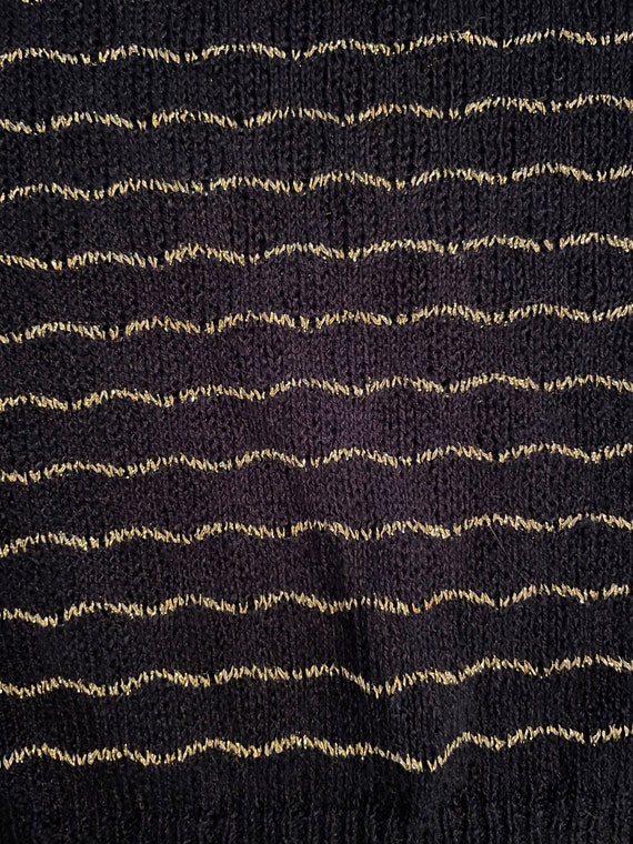 Vintage 1970's Knit Striped Black and Gold Disco … - image 8