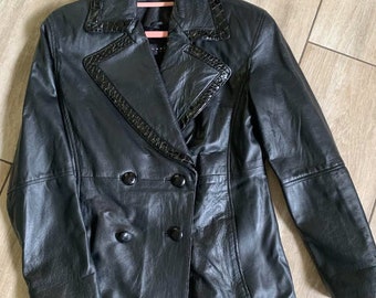 Vintage leren oversized blazerjack