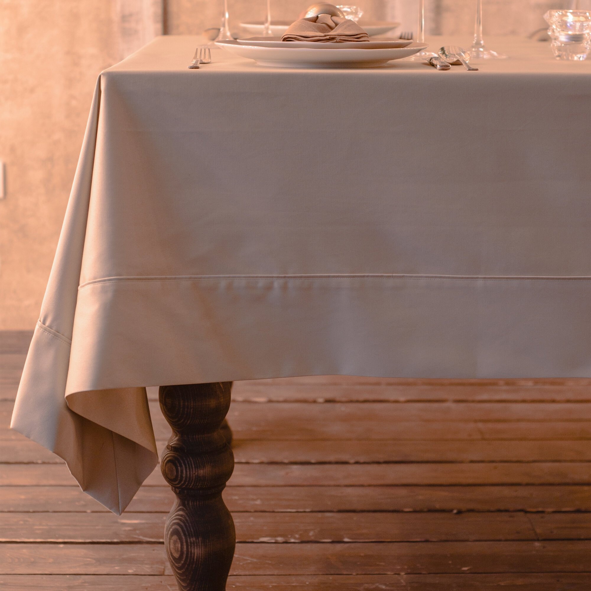 Polyester and Cotton Blend Tablecloth Beige Square Rectangle Etsy