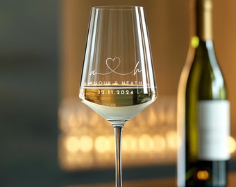 Verre à vin Leonardo avec gravure - "Anouk" Cadeaux de mariage pour les mariés, cadeau personnalisé pour mariage, fiançailles, anniversaire