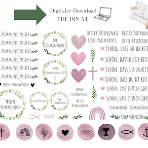 Download digitale comunione file PDF candela tatuaggio corona motivi cristiani madrina padrino comunione luce 55 motivi candele bastone blu