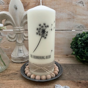 Memorial candle mourning light mourning candle Jeff dandelion The memory remains stamp saying image 5