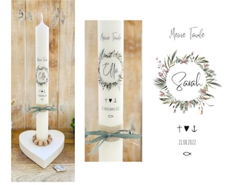 Baptismal candle boho wreath “Penelope” flower wreath