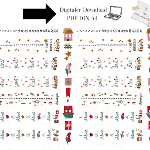 Christmas digital download PDF file candle sticker candle tattoo candle file waterslide Advent candles calendar candles Carol