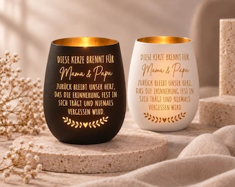 Personalized memorial candle “This candle burns for” | Memorial candle with name | Remembrance candle for the deceased | Mourning candle holder